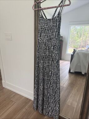 Susana  Monaco Black & White Patterned Maxi Dress with Straps